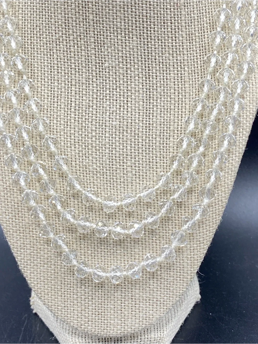 Faceted Glass Beads Long Necklace Over-The-Head Style 64”